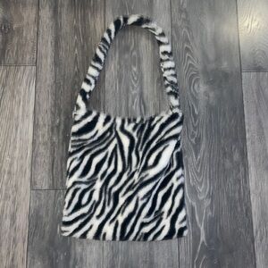 Fluffy zebra print tote